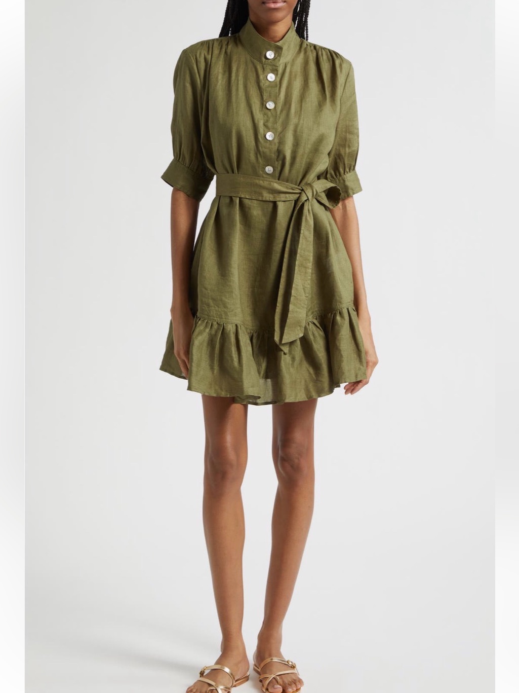 Veronica Beard Kaidin Linen Ruffle Hem Dress